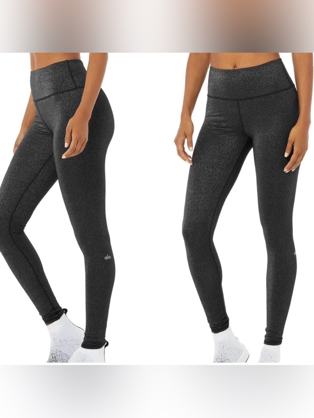 ALO Yoga High-Rise Shimmer Leggings in Black full length